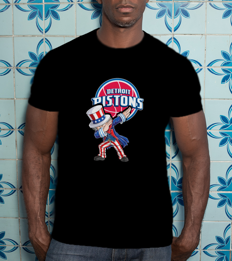 Uncle Sam Dabbing Detroit Pistons 4Th July Basketball Celebration T-Shirt