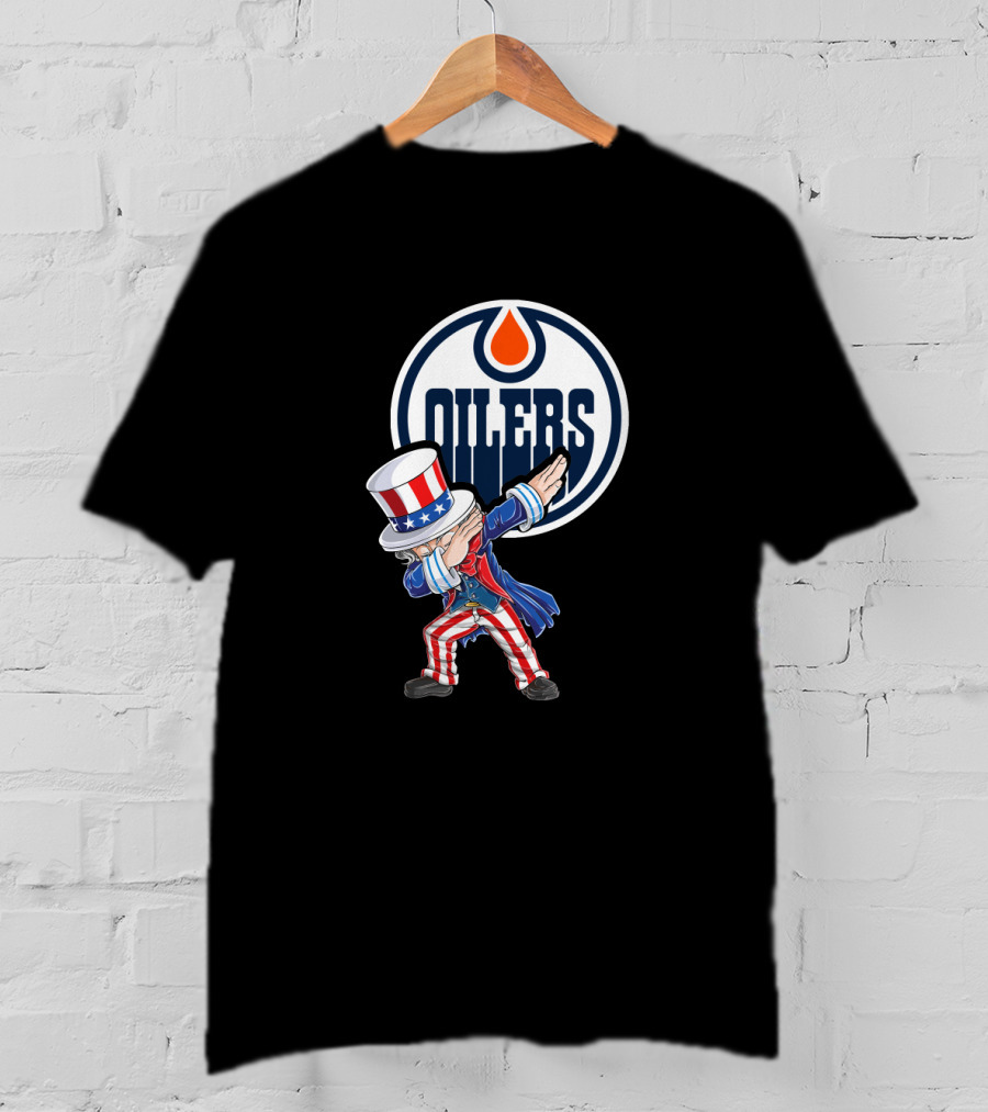 Edmonton Oilers Uncle Sam Dabbing With Logo On 4Th Of July T-Shirt