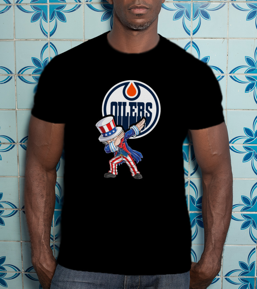 Edmonton Oilers Uncle Sam Dabbing With Logo On 4Th Of July T-Shirt