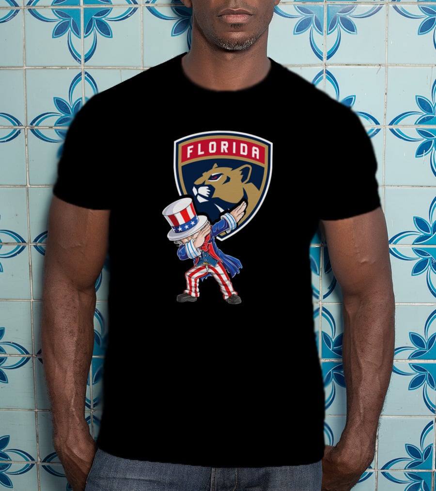 Florida Panthers Logo Uncle Sam Dabbing Celebrating 4Th Of July T-Shirt