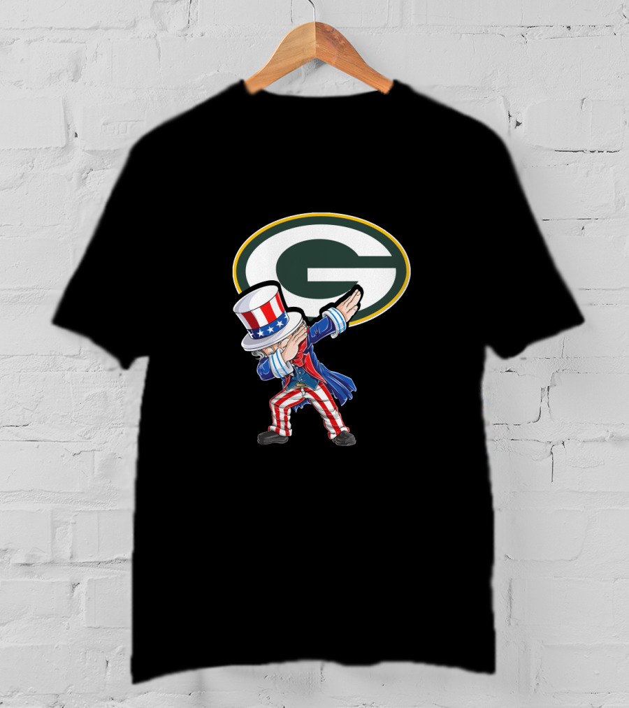Uncle Sam Dabbing Green Bay Packers Nfl 4Th Of July T-Shirt