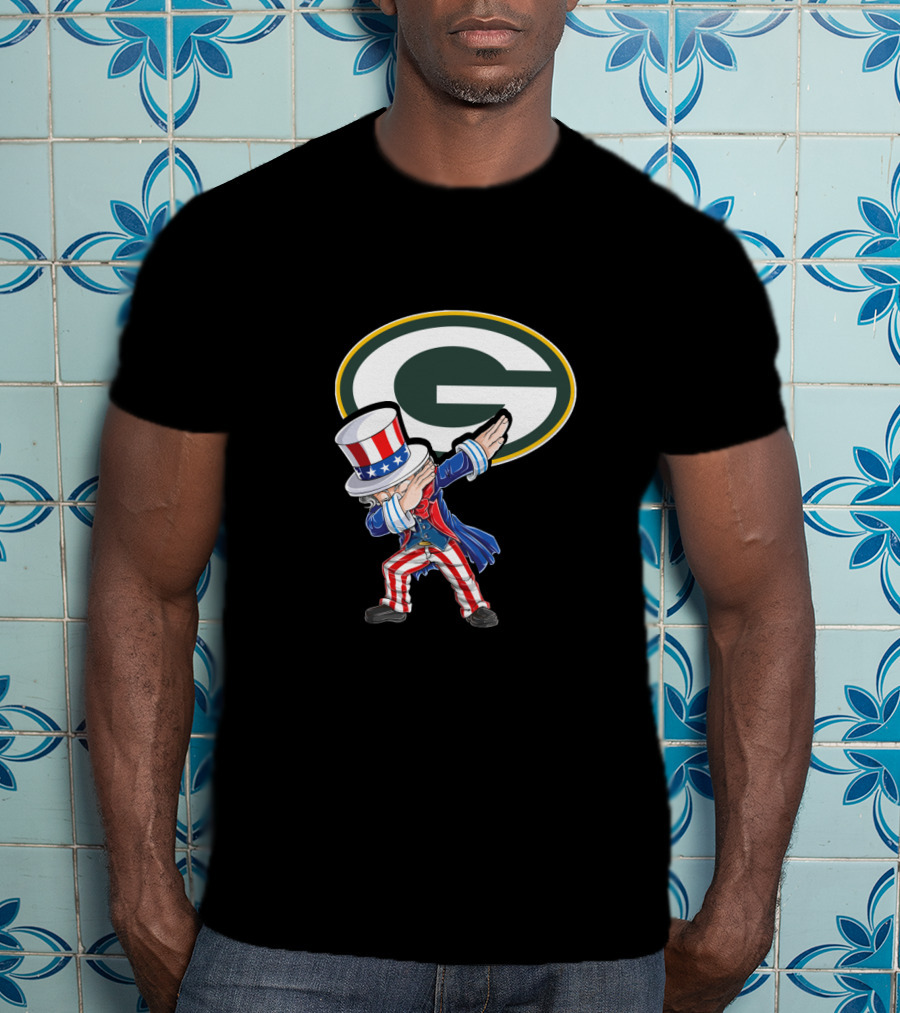 Uncle Sam Dabbing Green Bay Packers Nfl 4Th Of July T-Shirt
