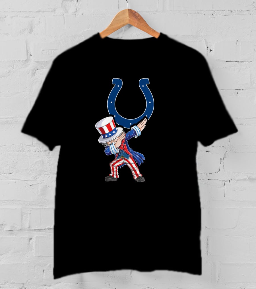 Uncle Sam Dabbing With Indianapolis Colts Horseshoe For 4Th Of July Celebration T-Shirt