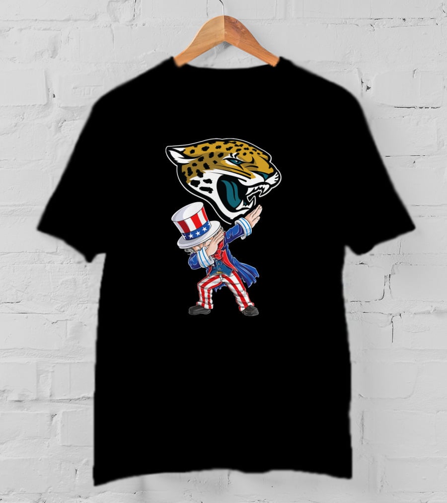 Uncle Sam Dabbing With Jacksonville Jaguars For 4Th Of July T-Shirt