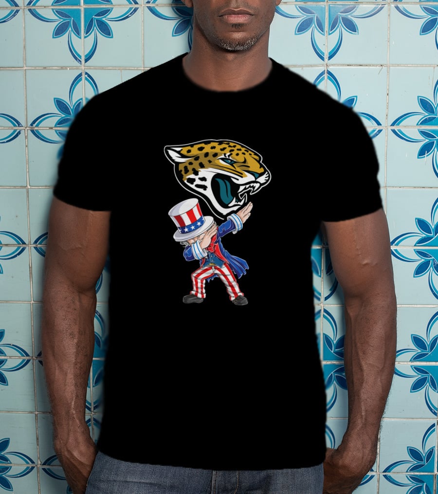Uncle Sam Dabbing With Jacksonville Jaguars For 4Th Of July T-Shirt