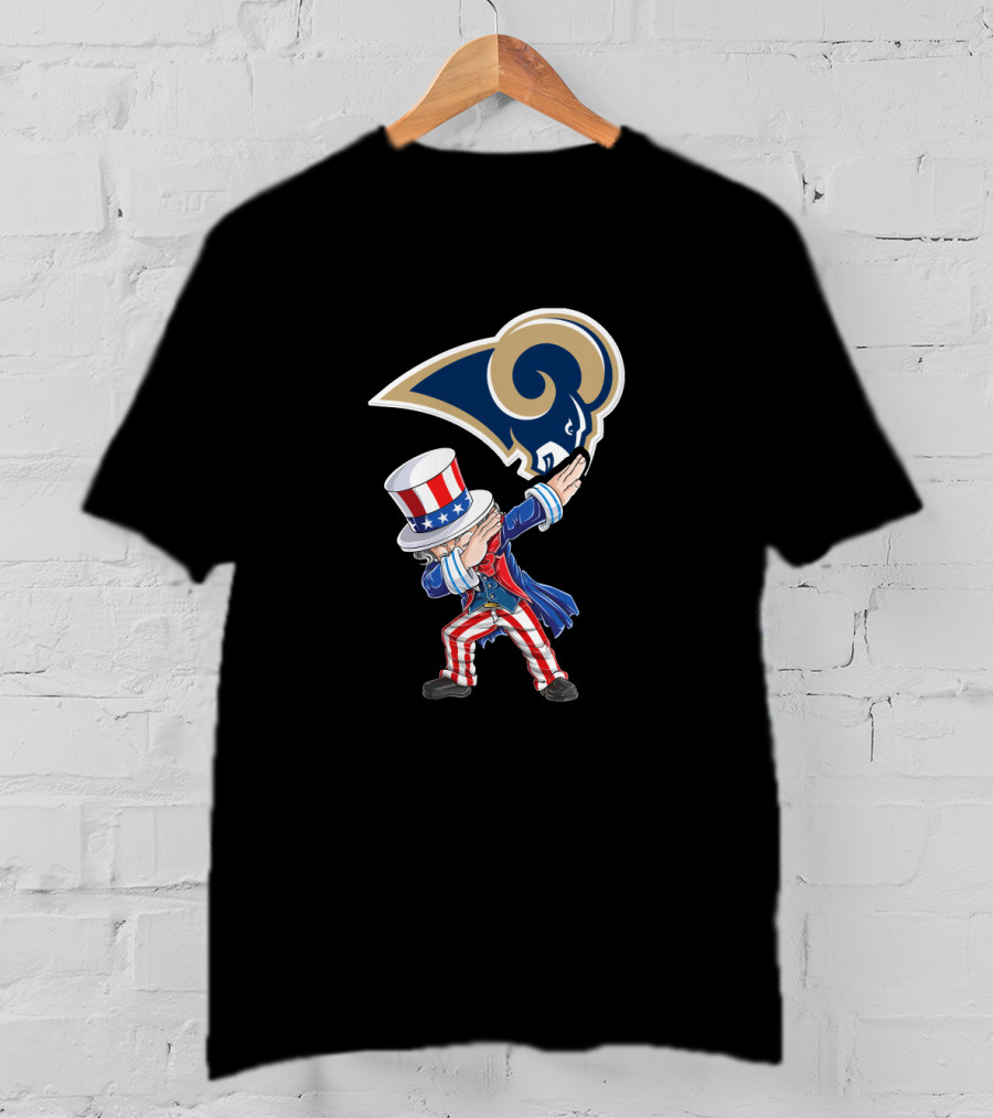 Uncle Sam Dabbing Los Angeles Rams Logo 4Th Of July Celebration T-Shirt