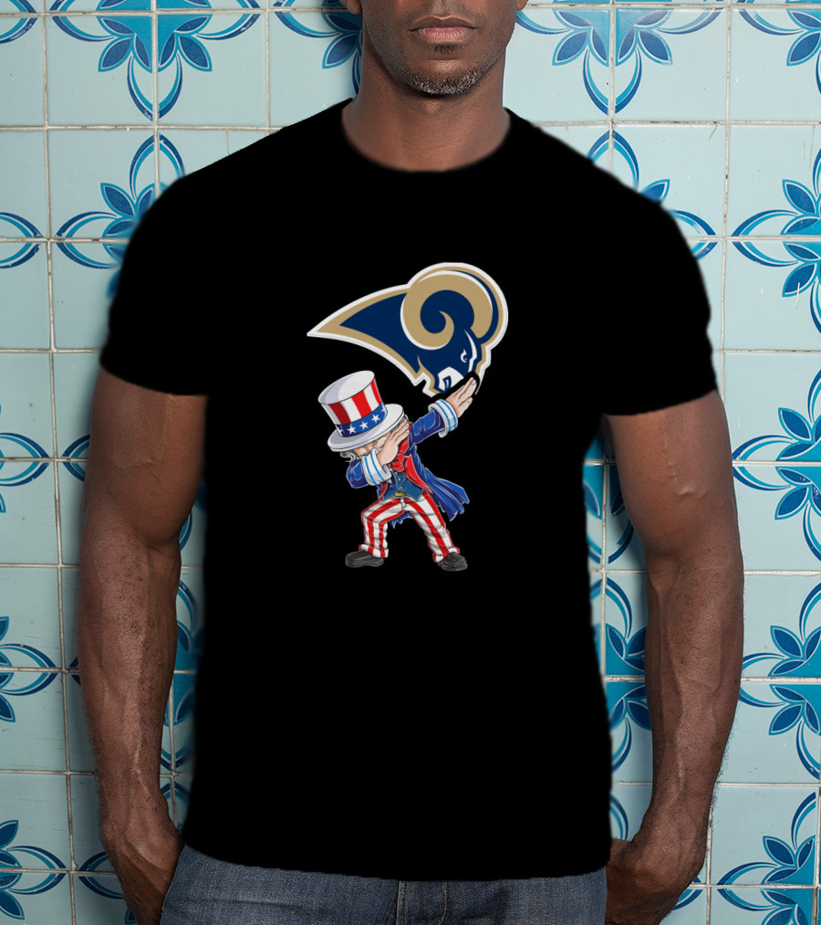 Uncle Sam Dabbing Los Angeles Rams Logo 4Th Of July Celebration T-Shirt