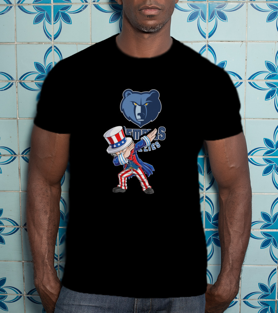 Uncle Sam Dabbing With Memphis Grizzlies For 4Th Of July Celebration T-Shirt