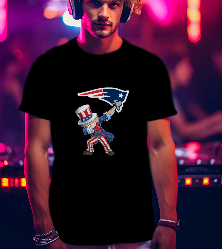 Uncle Sam Dabbing With New England Patriots For 4Th Of July T-Shirt