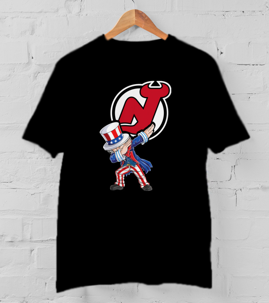Uncle Sam Dabbing New Jersey Devils Logo Patriotic 4Th Of July T-Shirt