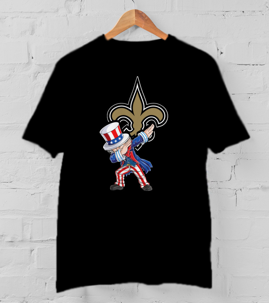 Uncle Sam Dabbing With New Orleans Saints Fleur-De-Lis For 4Th Of July Celebration T-Shirt