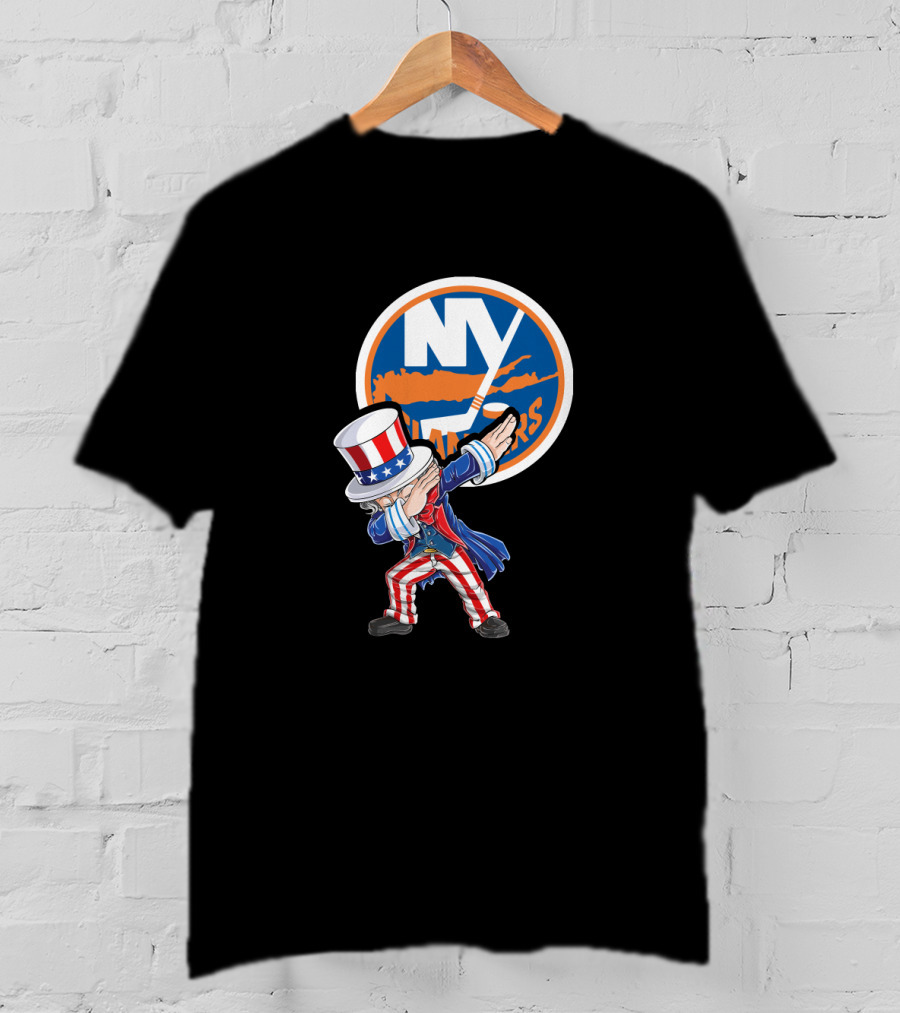 Uncle Sam Dabbing In Front Of New York Islanders Logo For 4Th Of July T-Shirt