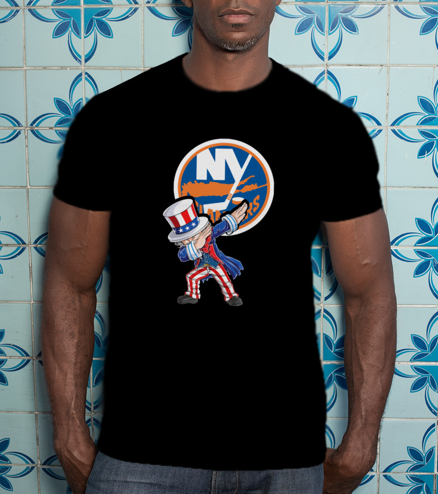 Uncle Sam Dabbing In Front Of New York Islanders Logo For 4Th Of July T-Shirt