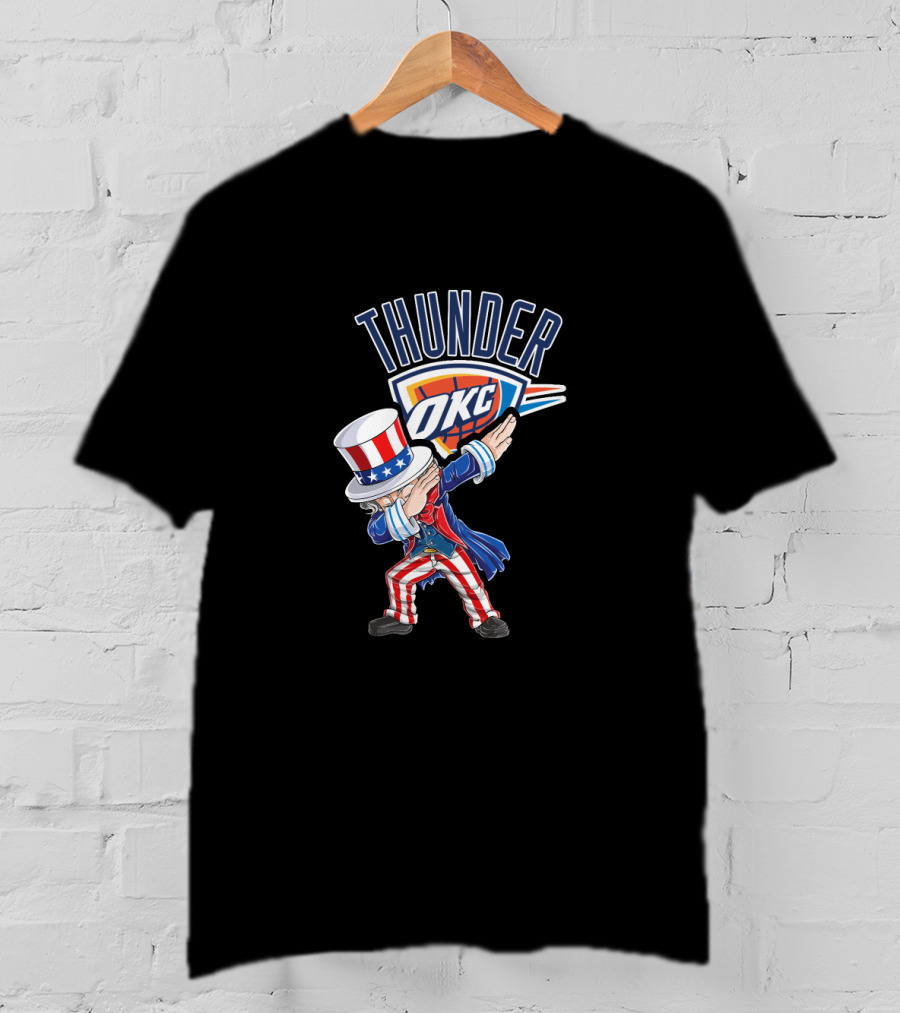 Thunder Okc Uncle Sam Dabbing 4Th Of July T-Shirt