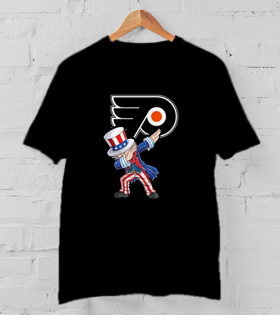 Uncle Sam Dabbing Philadelphia Flyers 4Th Of July Celebration T-Shirt