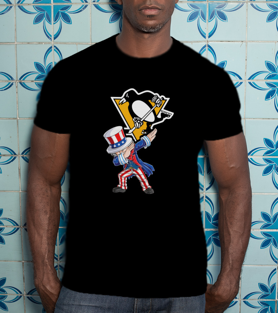 Uncle Sam Dabbing Pittsburgh Penguins 4Th Of July Celebration T-Shirt
