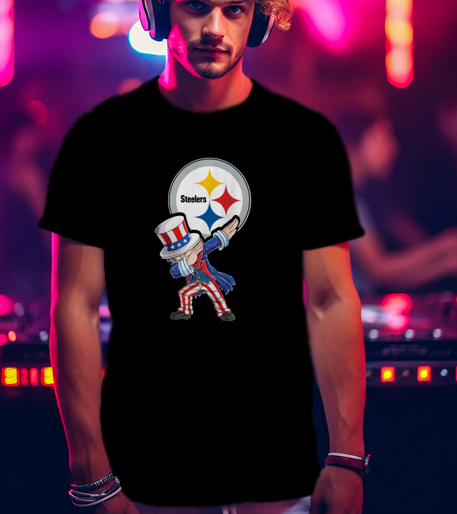 Uncle Sam Dabbing Steelers July 4Th Fan Gear T-Shirt