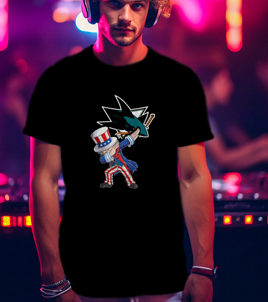 Uncle Sam Dabbing San Jose Sharks Fourth Of July T-Shirt