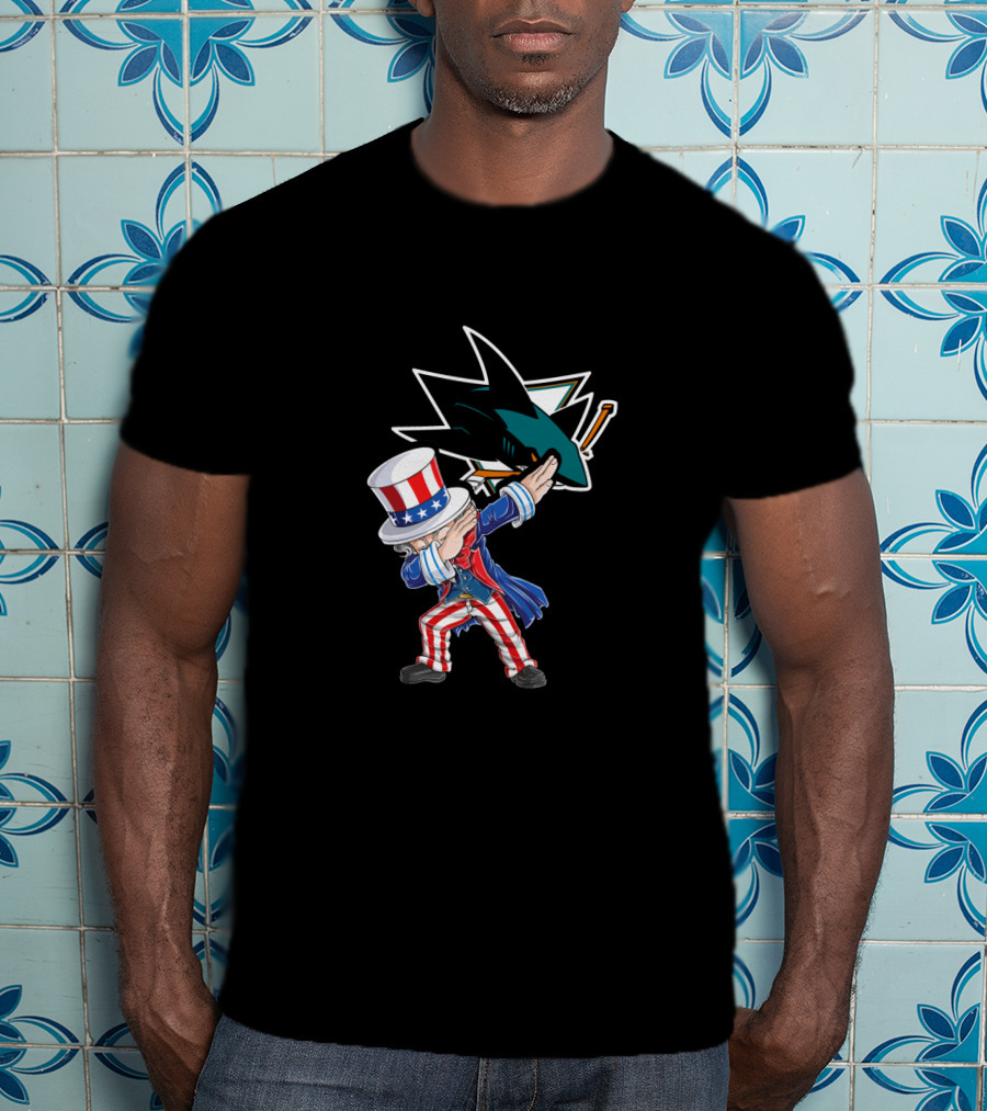 Uncle Sam Dabbing San Jose Sharks Fourth Of July T-Shirt