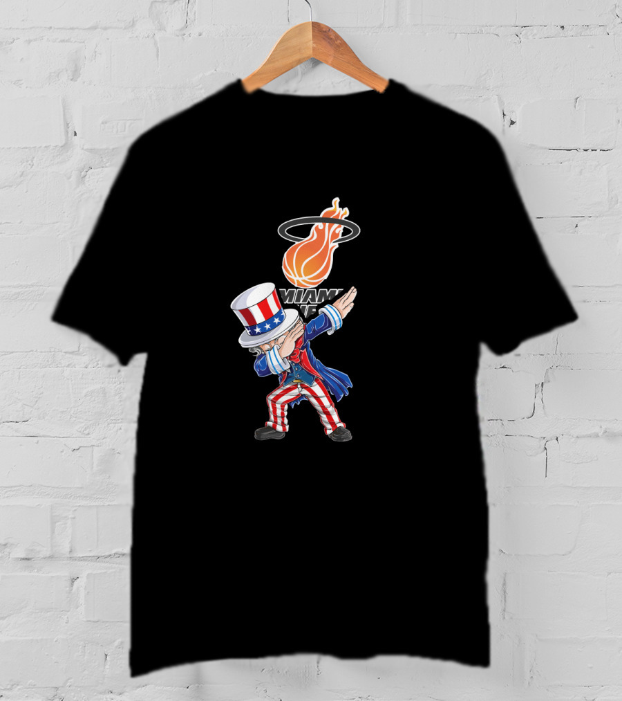 Uncle Sam Dabbing Miami Heat 4Th Of July Fans T-Shirt