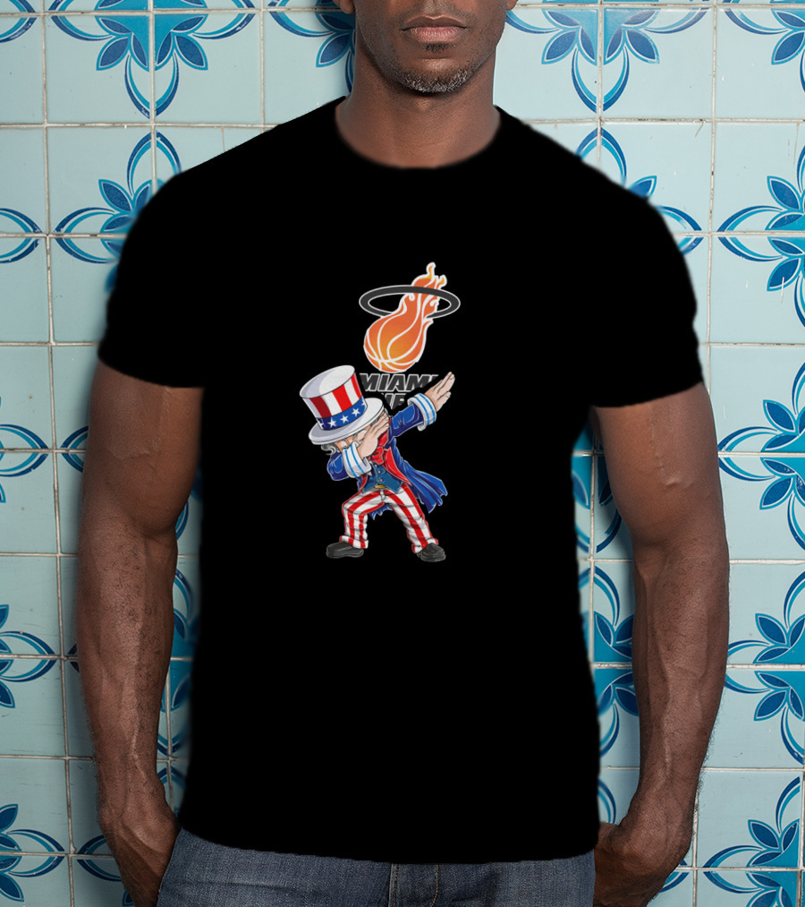 Uncle Sam Dabbing Miami Heat 4Th Of July Fans T-Shirt