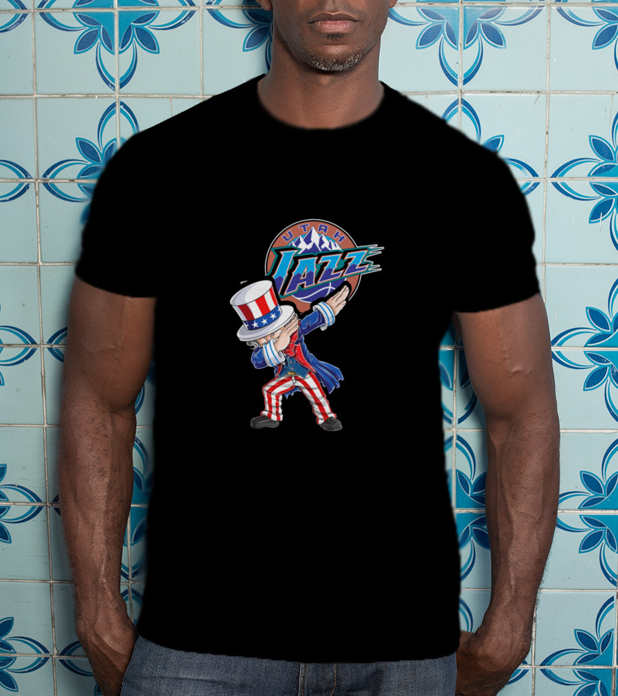 Uncle Sam Dabbing Utah Jazz 4Th Of July Celebration T-Shirt