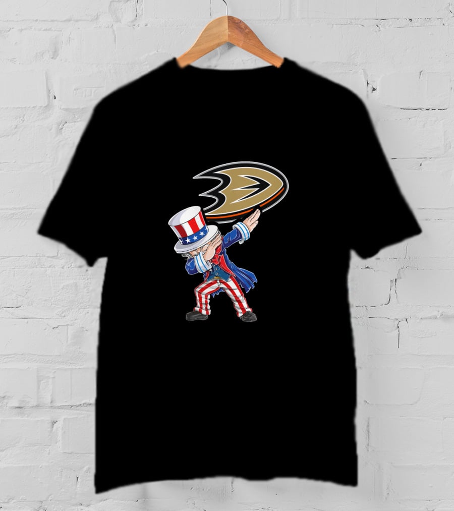 Uncle Sam Dabbing Celebrating Anaheim Ducks 4Th Of July Fans T-Shirt