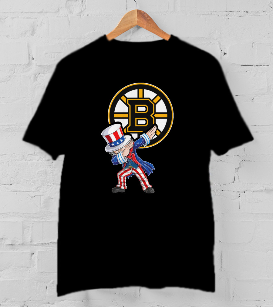 Uncle Sam Dabbing Boston Bruins 4Th Of July Fan Celebration T-Shirt