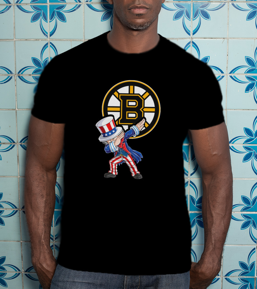 Uncle Sam Dabbing Boston Bruins 4Th Of July Fan Celebration T-Shirt
