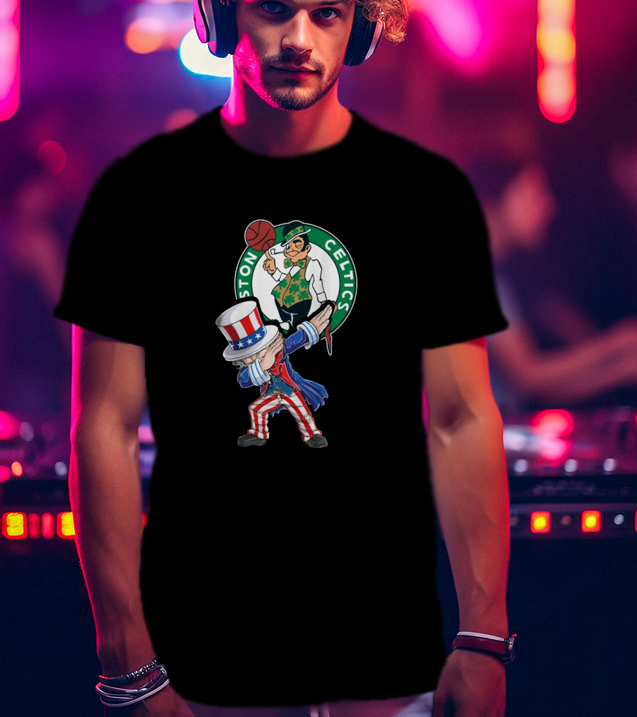 Uncle Sam Dabbing Boston Celtics 4Th Of July Fans T-Shirt