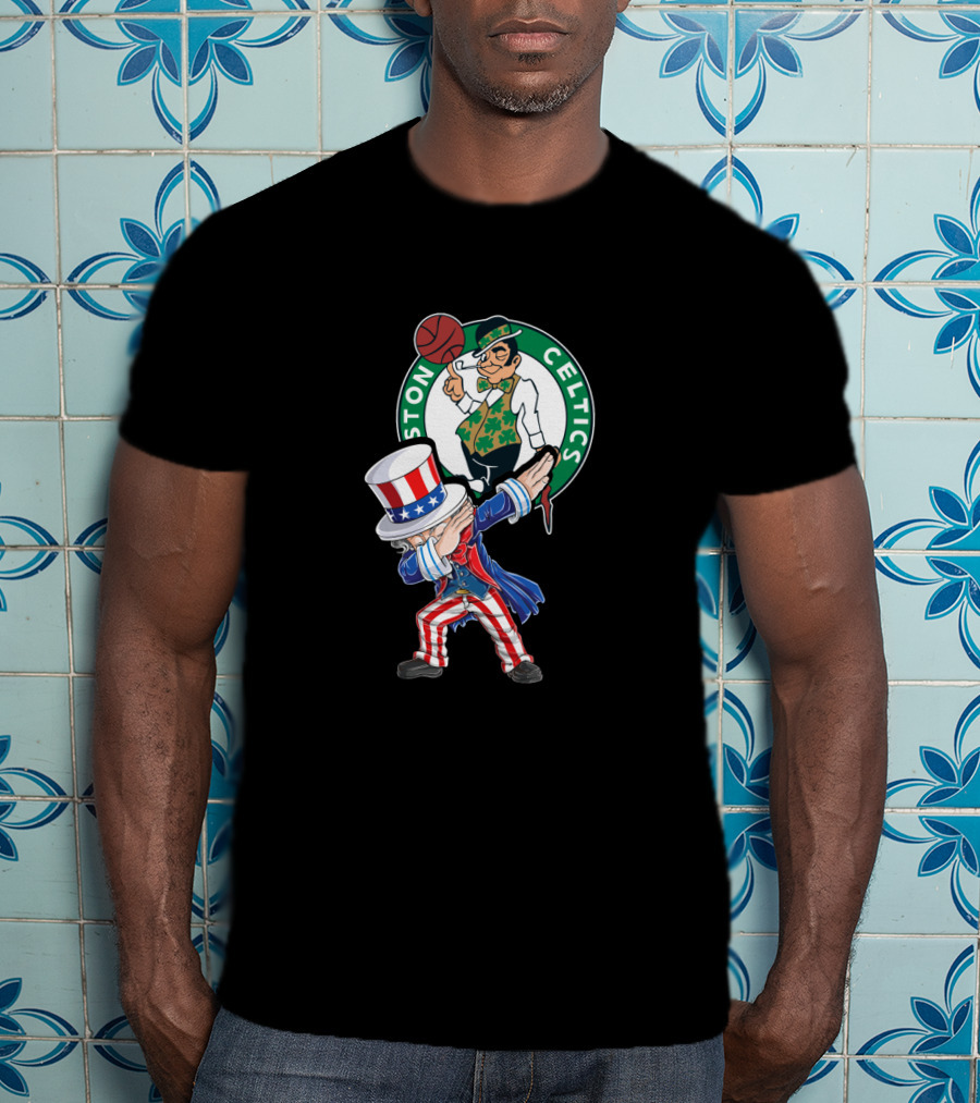 Uncle Sam Dabbing Boston Celtics 4Th Of July Fans T-Shirt