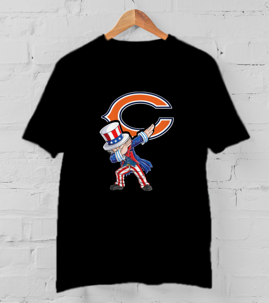 Uncle Sam Dabbing Chicago Bears Fans 4Th July Celebration Iconic Patriotic Sports T-Shirt