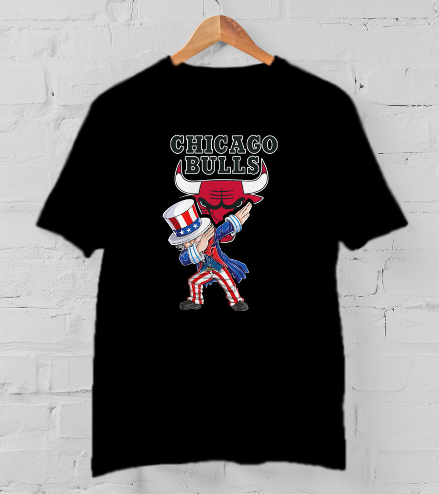 Uncle Sam Dabbing With Chicago Bulls Logo For 4Th Of July Celebrations T-Shirt