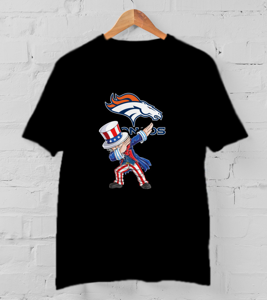 Uncle Sam Dabbing Denver Broncos 4Th Of July Fans Patriotic Football T-Shirt