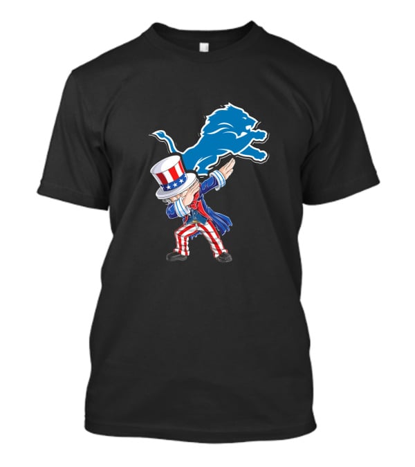 Uncle Sam Dabbing Detroit Lions 4Th Of July Fans T-Shirt