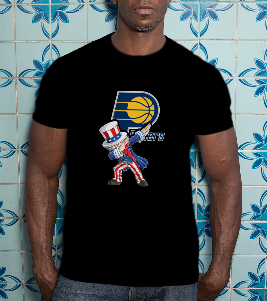 Uncle Sam Dabbing Indiana Pacers Logo 4Th Of July Fans T-Shirt