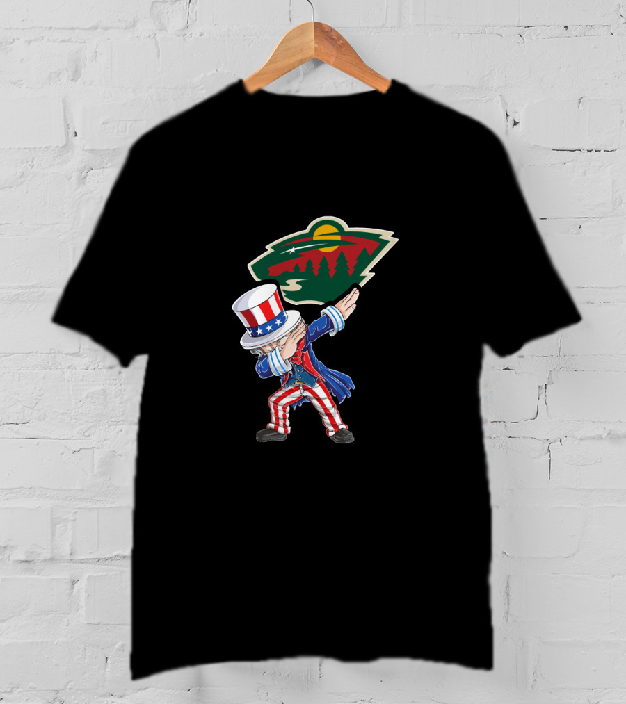 Uncle Sam Dabbing Celebrates Independence Day With Minnesota Wild Hockey Fans T-Shirt
