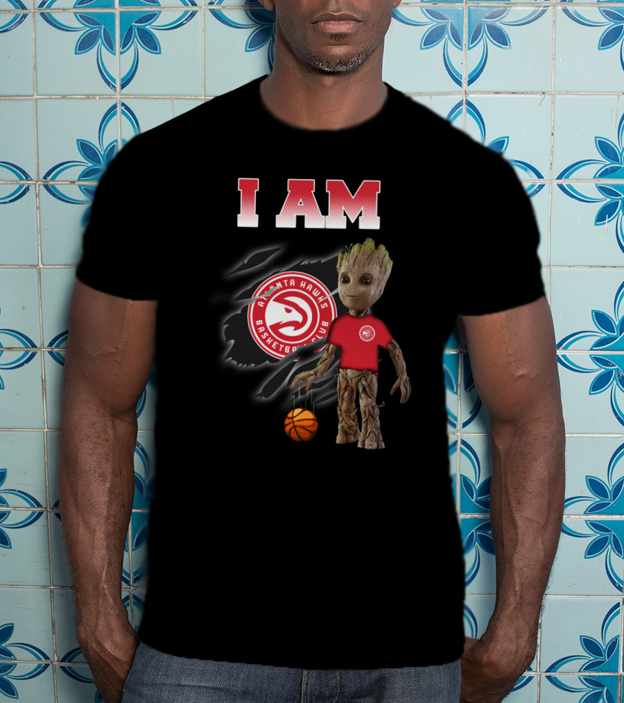 I Am Atlanta Hawks Basketball Groot Holding Basketball T-Shirt