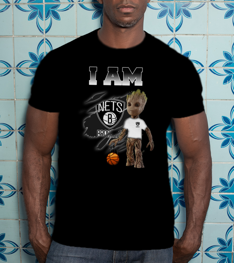 I Am Groot Brooklyn Nets Fan With Basketball T-Shirt