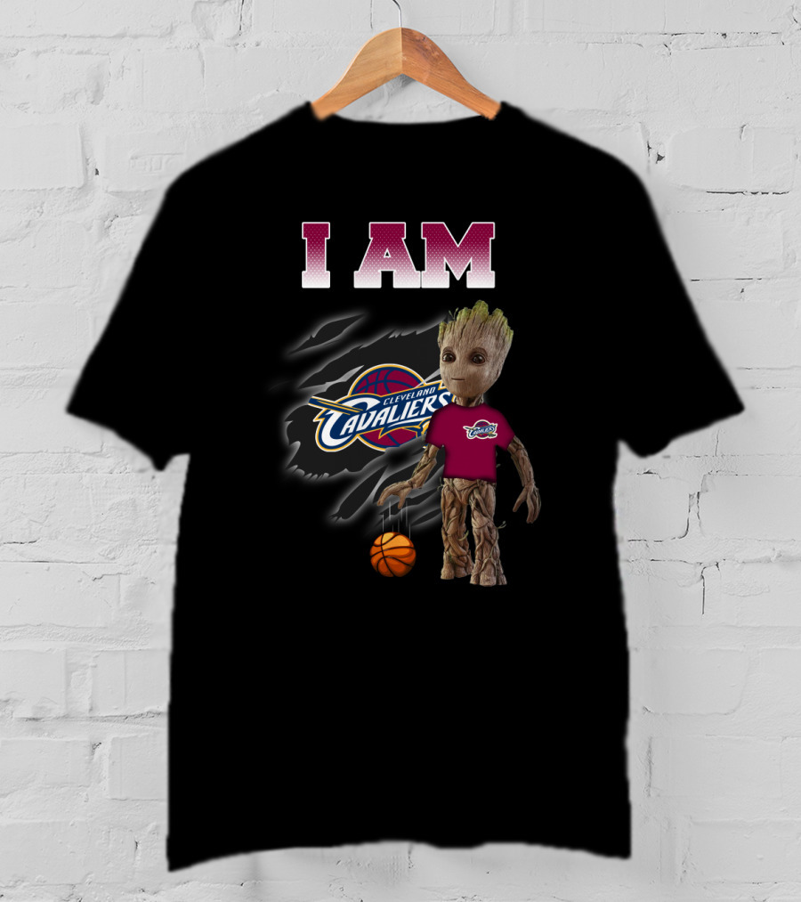 I Am Cleveland Cavaliers Groot With Basketball T-Shirt