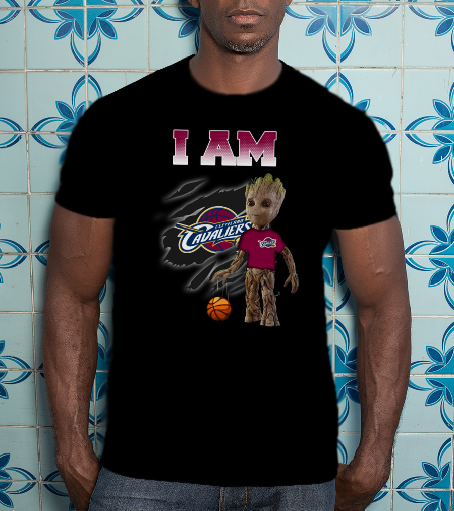 I Am Cleveland Cavaliers Groot With Basketball T-Shirt