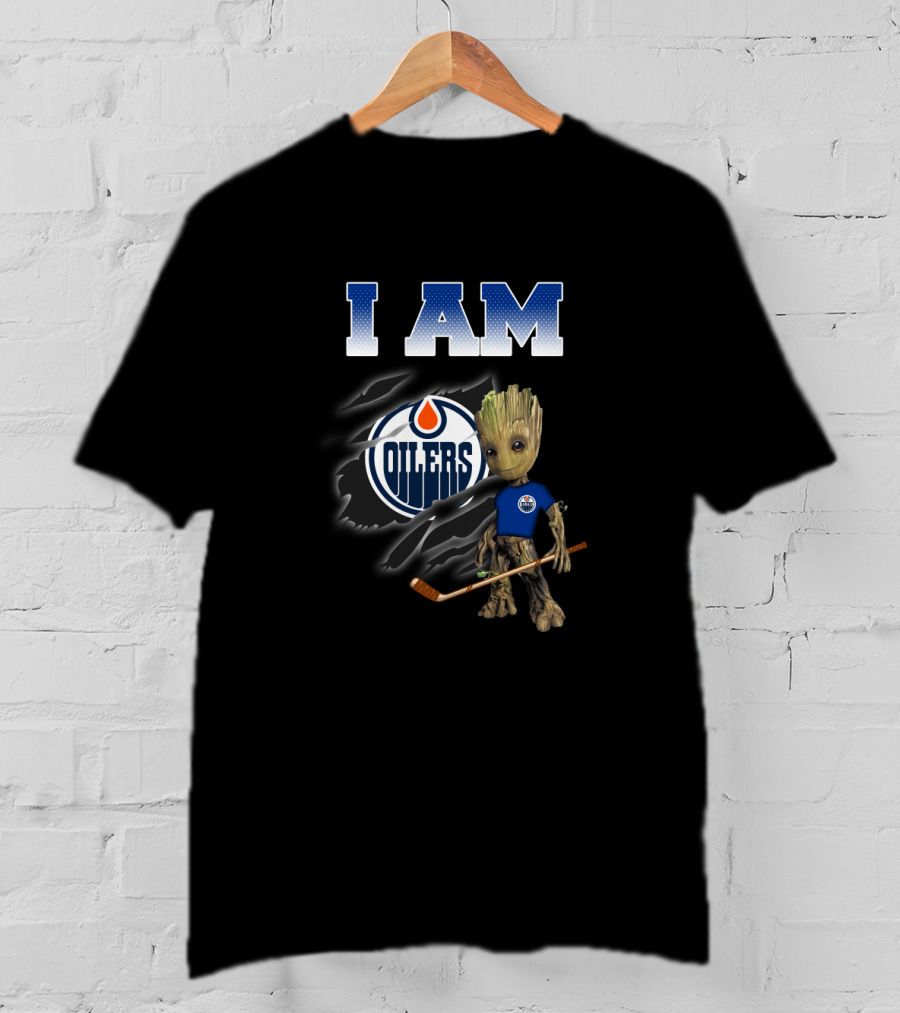 I Am Groot Edmonton Oilers Fan Hockey T-Shirt