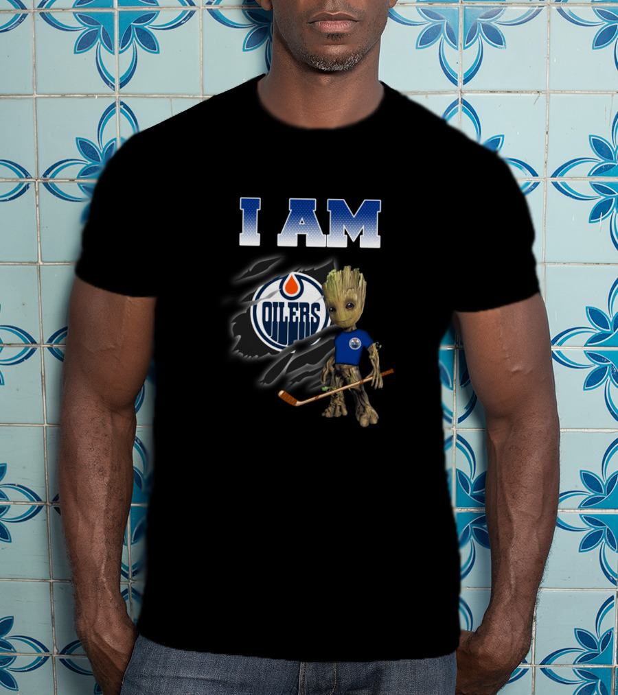 I Am Groot Edmonton Oilers Fan Hockey T-Shirt