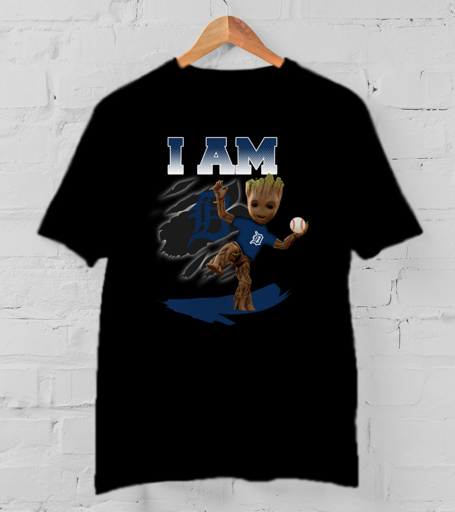 I Am Detroit Tigers Groot Baseball Fan T-Shirt