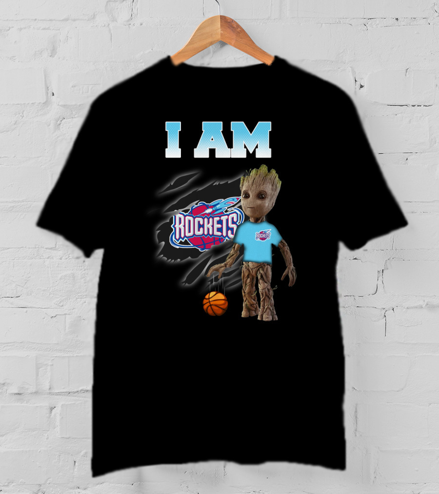 I Am Rockets Groot With Basketball Fan Gear T-Shirt
