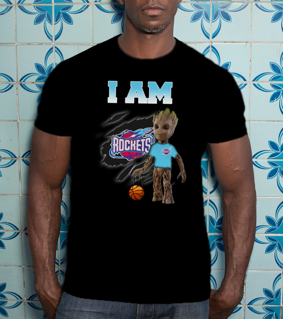 I Am Rockets Groot With Basketball Fan Gear T-Shirt