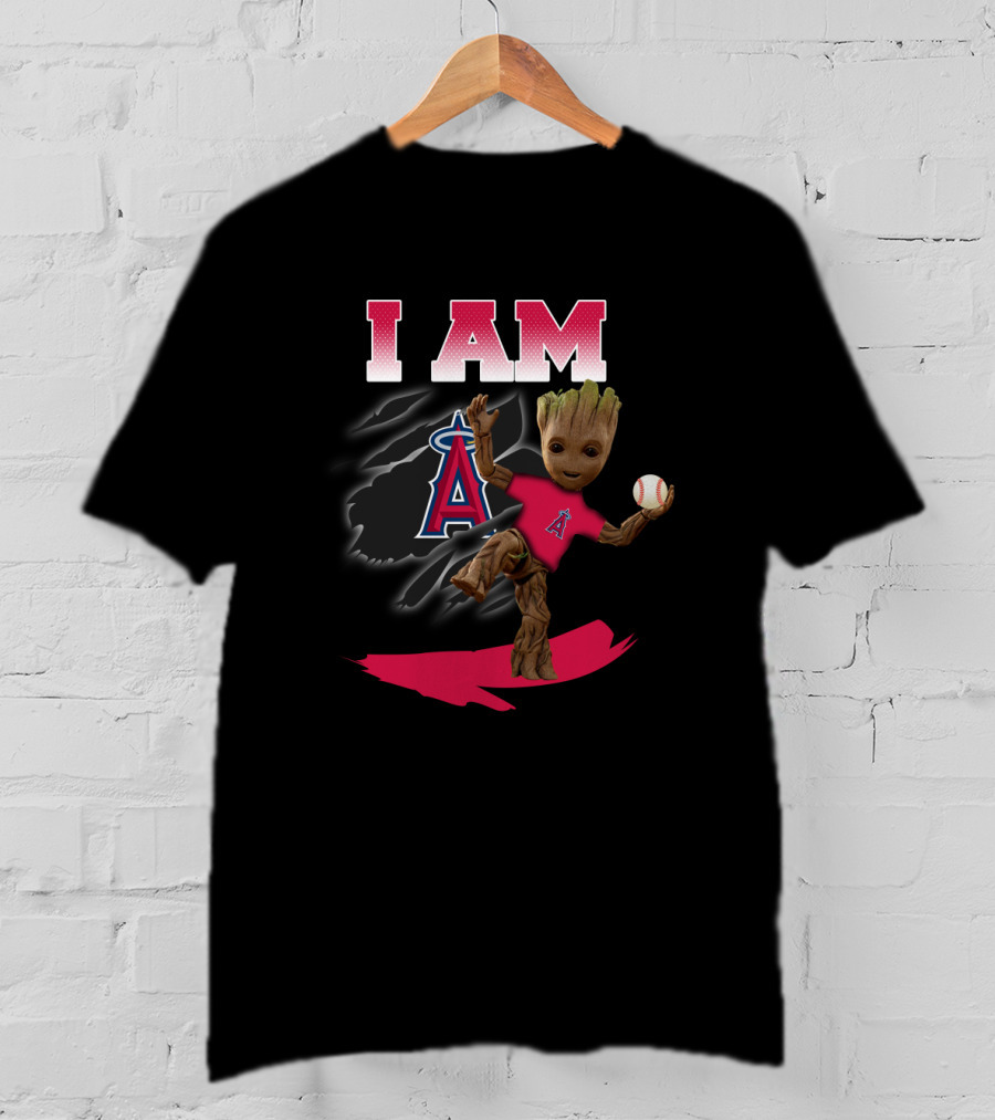 I Am Los Angeles Angels Groot With Baseball T-Shirt