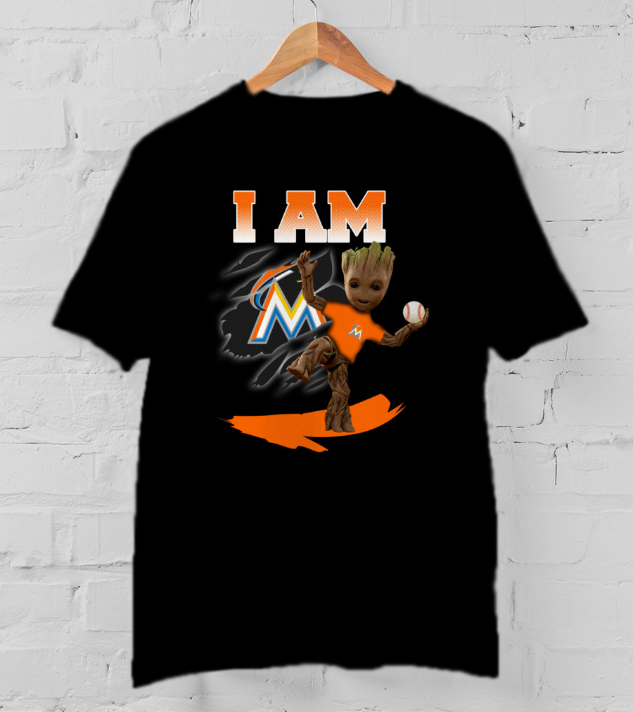 I Am Miami Marlins Groot Baseball Fan Character T-Shirt