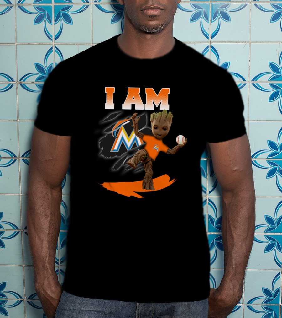 I Am Miami Marlins Groot Baseball Fan Character T-Shirt