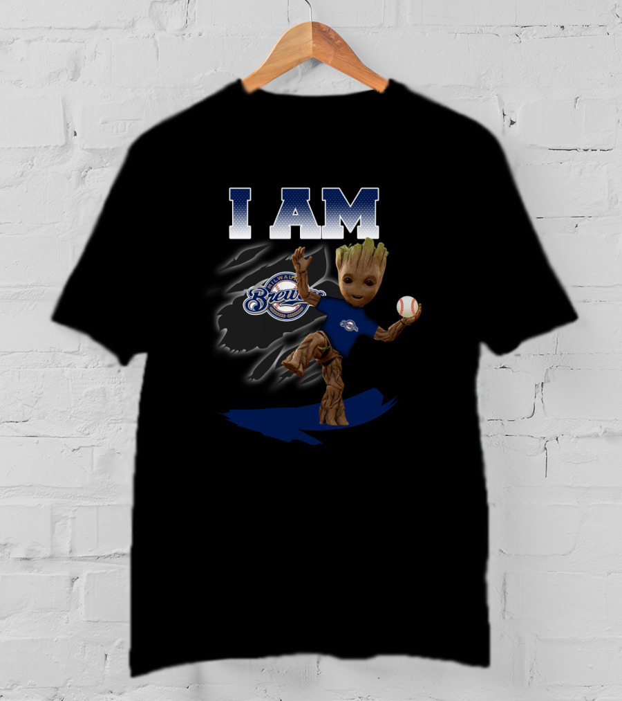 I Am Milwaukee Brewers Groot Baseball Fan T-Shirt